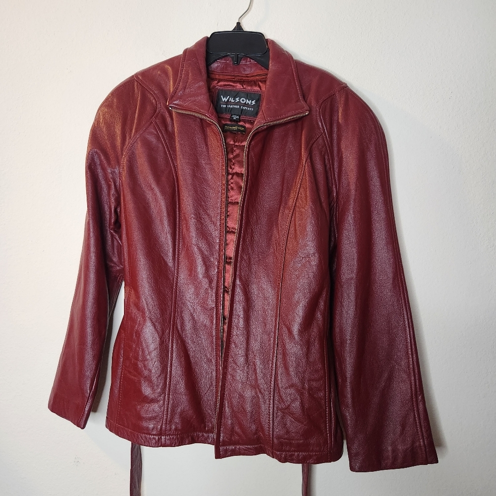 Wilsons Leather Womens Medium Red Motorcycle Jacket with Vest
